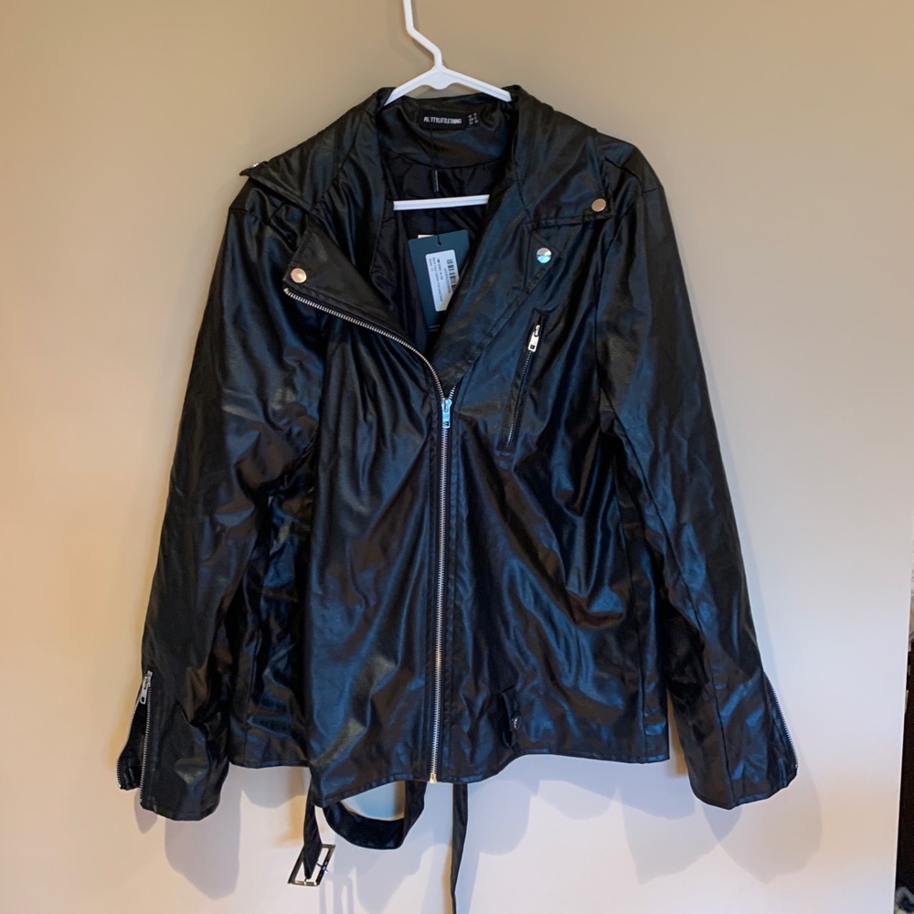Black Faux Leather Biker Jacket